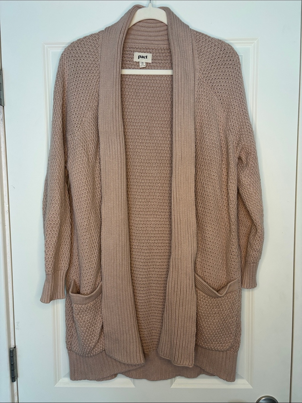 NWOT PACT Women's Textured Knit Oversized Cardigan, Organic Cotton, Size M/L
